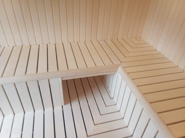 Sauna bank - Abachi balk 80x80mm met afronding 50mm - Afbeelding 3
