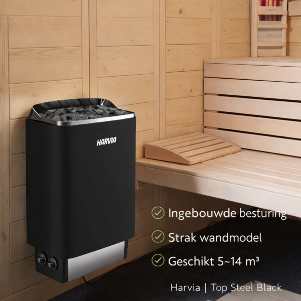 Saunakachel Harvia Top Steel Black | Ingebouwde besturing - Afbeelding 2