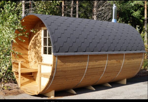 Luxe barrel sauna thermowood inclusief voorportaal - Afbeelding 7