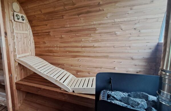 Luxe barrel sauna thermowood inclusief voorportaal - Afbeelding 3