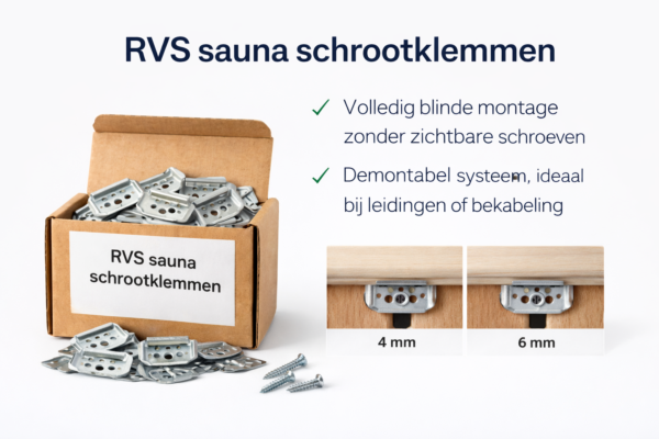 RVS sauna schrootklemmen met schroeven - Afbeelding 2