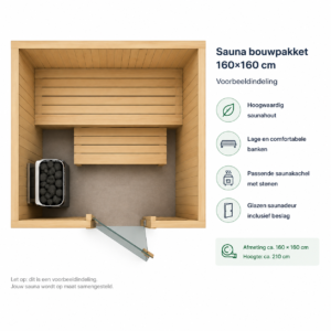 Sauna bouwpakket 160x160 cm – op maat samengesteld